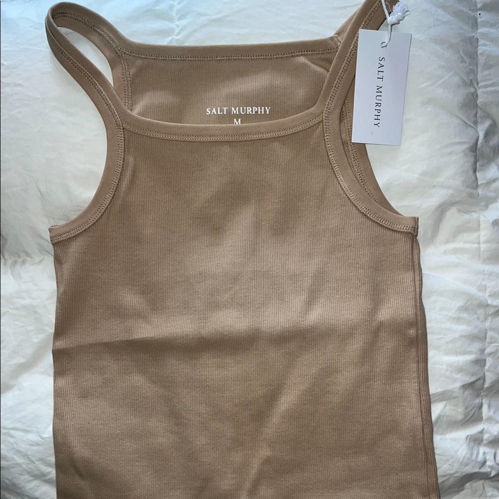 Beige salt & murphy tank top